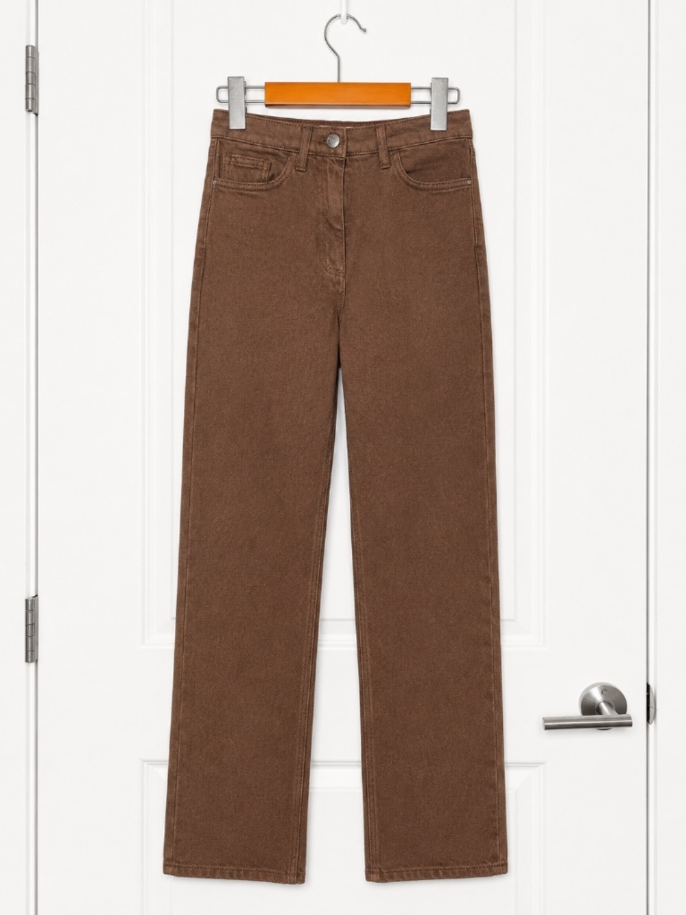 Brown High-Rise Straight Leg Jeans